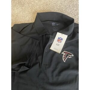 Nike Dri Fit On The Field Polo Shirt Mens L Atlanta Falcons Black/Red Swoosh NFL